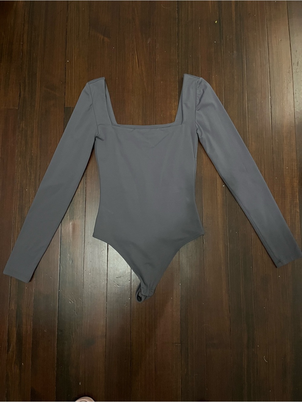 Aritzia Babaton Long-Sleeve Square Neck Bodysuit in Slate Gray